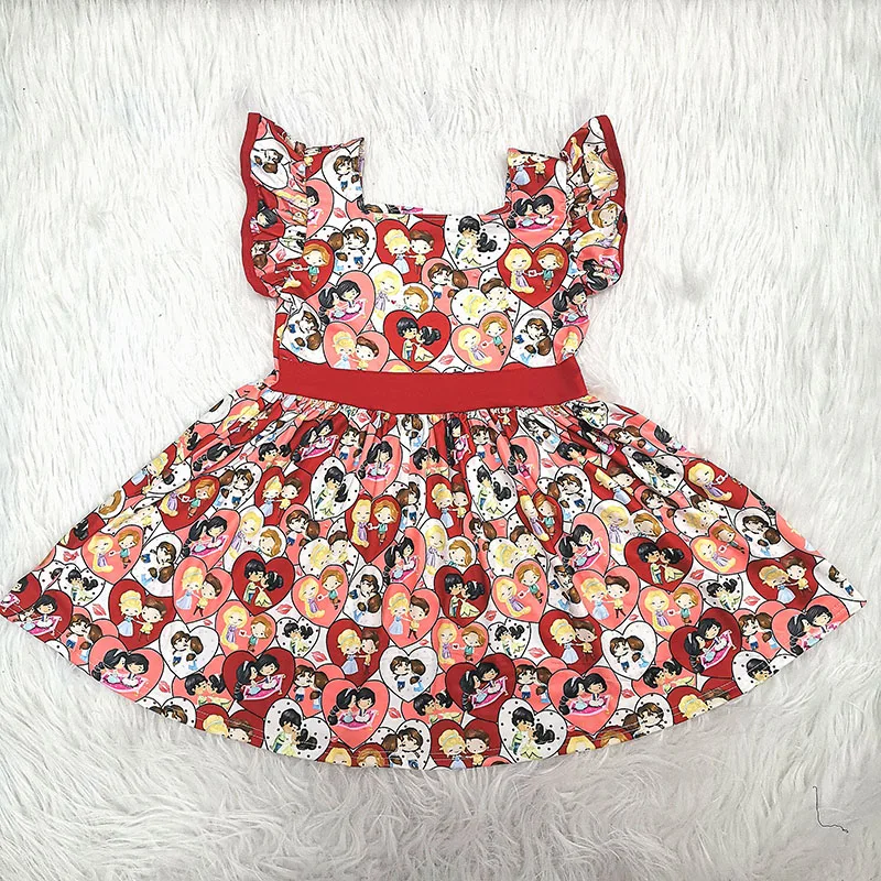 2020 Summer Twirl Girl Dress Sleeveless Cartoon Velentine's Girls Dresses Princess Teenage Casual Kids For | Детская одежда и