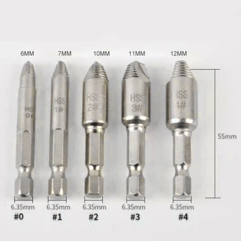 

5PCS 2 Flutes Hex Shank Broken Screw Bolt Extractors Remover Easy Out Tool