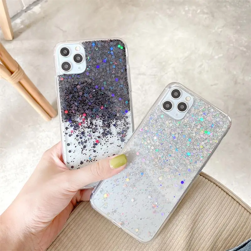 Роскошный Блестящий Прозрачный чехол для телефона iphone 12 11 pro x xs max xr 6 s 7 8 plus