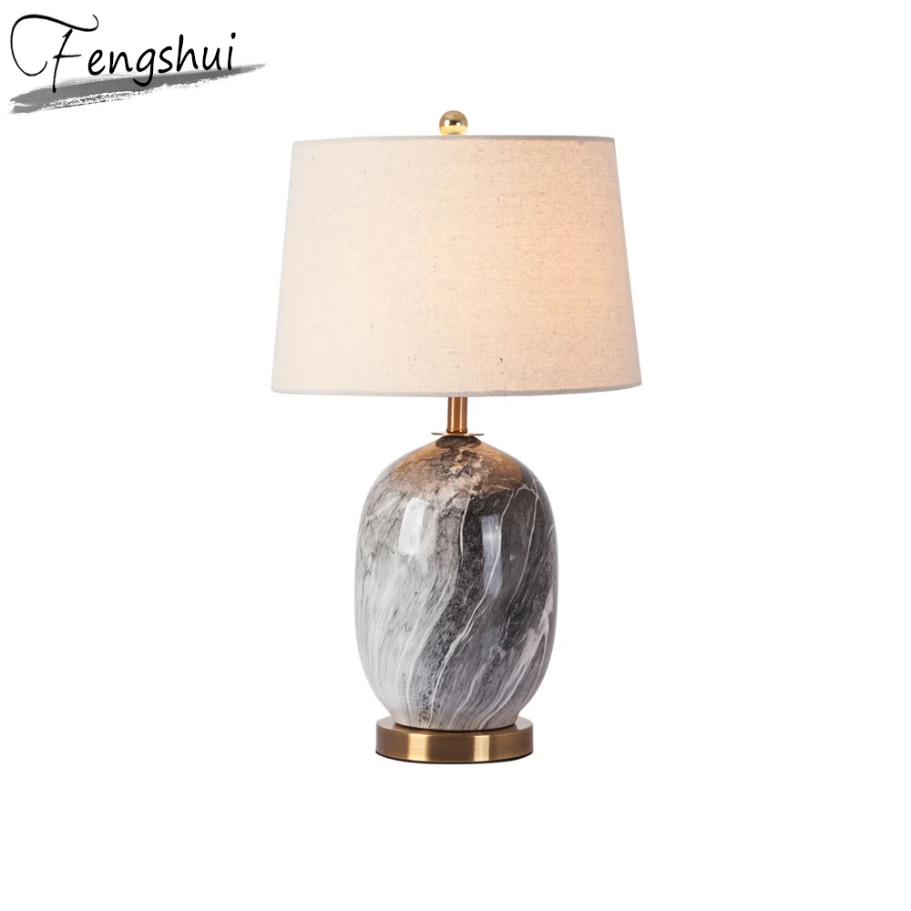 

American Ceramics Table Lamp Home Decor Table Light Bedroom Bedside Study Hotel Living Room Hotel Design Fabric Desk Lamp Shade
