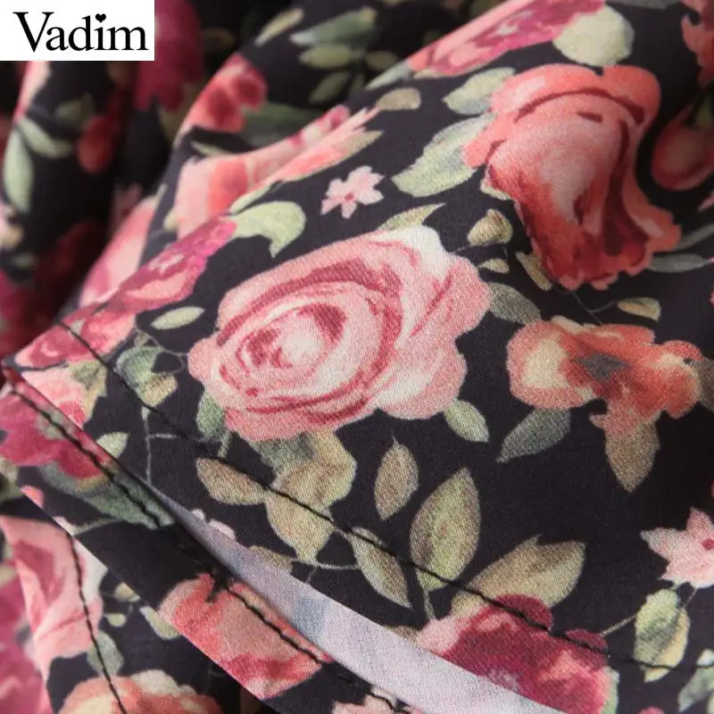 Vadim Женская модная длинная юбка с цветочным принтом и молнией сзади, Европейский стиль, Женские винтажные повседневные милые юбки mujer BA887