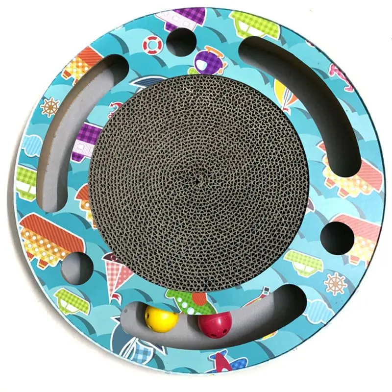 

Cat Scratcher Corrugated Cardboard Pads Round Cat Scratching Board with Ball Toy