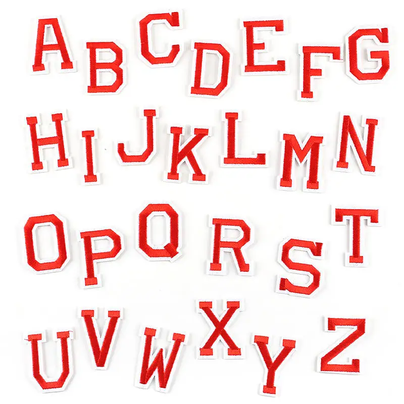 Красочные A-Z английские буквы алфавита патчи железные для одежды вышитые наклейки DIY ткань украшения Швейные принадлежности 1 комплект - Цвет: red