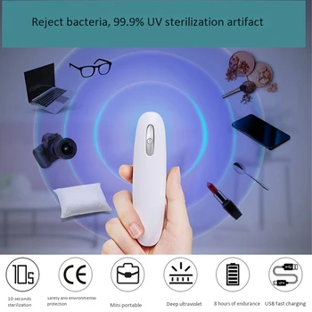 

New Portable UV Disinfection Lamp UVC Purple Light Portable USB Rechargeable Sterilization-Lamp for Indoor Outdoor Use