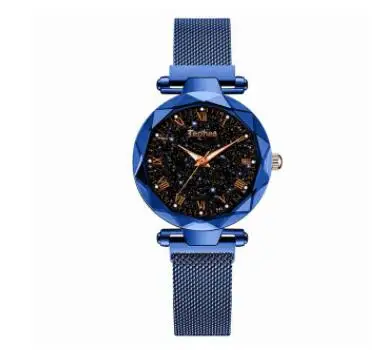 blue Женские наручные часы Звездное небо магнитные женские часы светящиеся Роскошные водонепроницаемые женские часы для relogio feminino Reloj Mujer - Цвет: blue