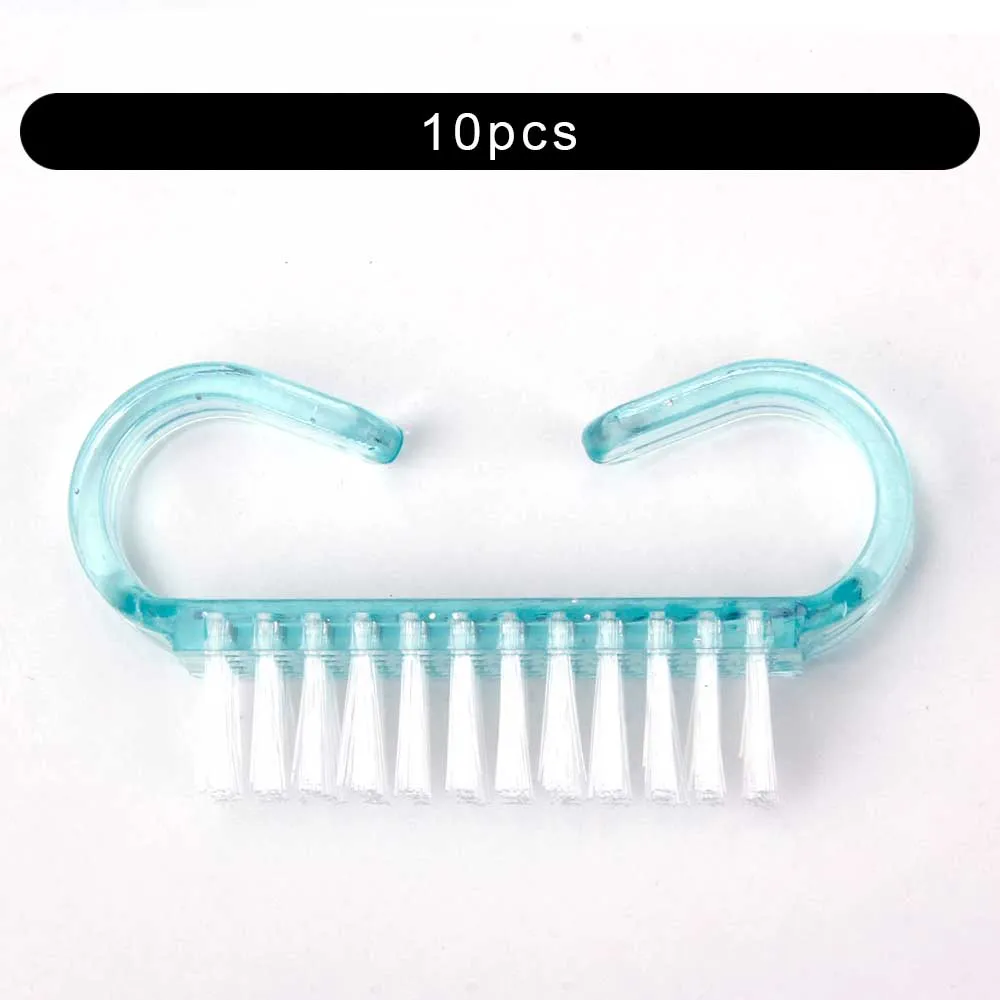 10pcs Bright Green 10/50/100 шт щеточка для чистки ногтей ручка Нейл-арт маникюра и педикюра, инструмент Пластик УФ-гель для ногтей для удаления для очистки от пыли Уход Макияж стиральная - Цвет: 10pcs Bright Green