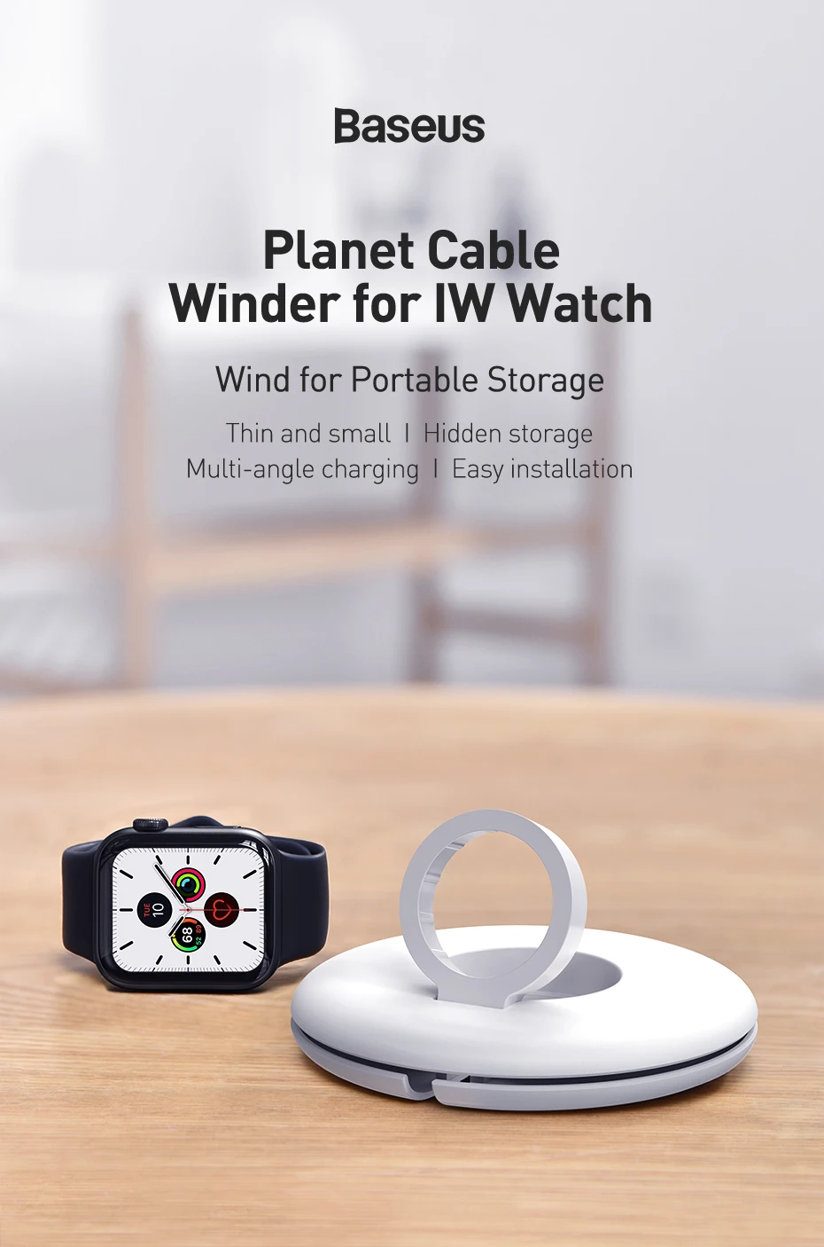 Baseus Charger Holder For Apple Watch Series 1 2 3 Smart Watch Holder Stand Bracket Portable Charging Stand Cable Winder Dock car mobile holder