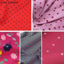 Хлопок, красный, розовый, со звездами, розовый, красный, в горошек, с цветком, в полоску, тонкая Вельветовая ткань для весенней одежды, платье, рубашка, брюки, Tissu