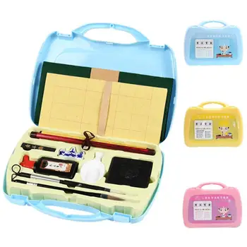 

Chinese Calligraphy Writing Brush Ink Stick Stone Holder Training Learning Tool Soft Horse Hair Medium Regular Script set