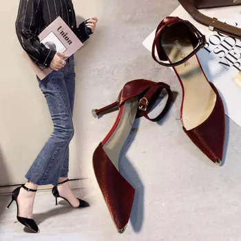 

High-heeled women's shoes 2020 spring new Korean version of the wild temperament single shoes hollow stiletto sandals