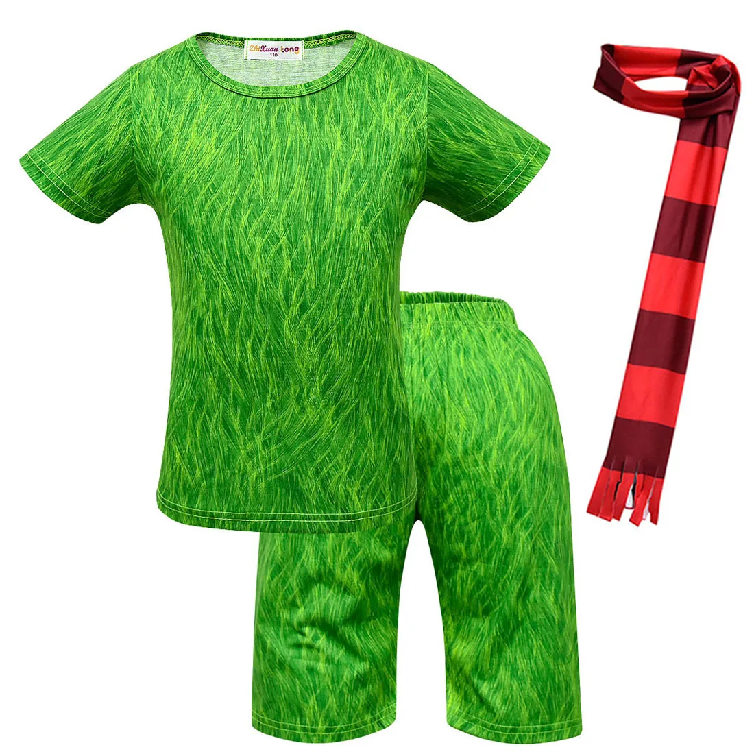 Боди Grinch; костюмы для костюмированной вечеринки; одежда для маленьких мальчиков и девочек; Детские Рождественские Комбинезоны и комбинезоны с героями мультфильмов GRINCH FULL FACE Dr. Seuss - Цвет: Sets scarf