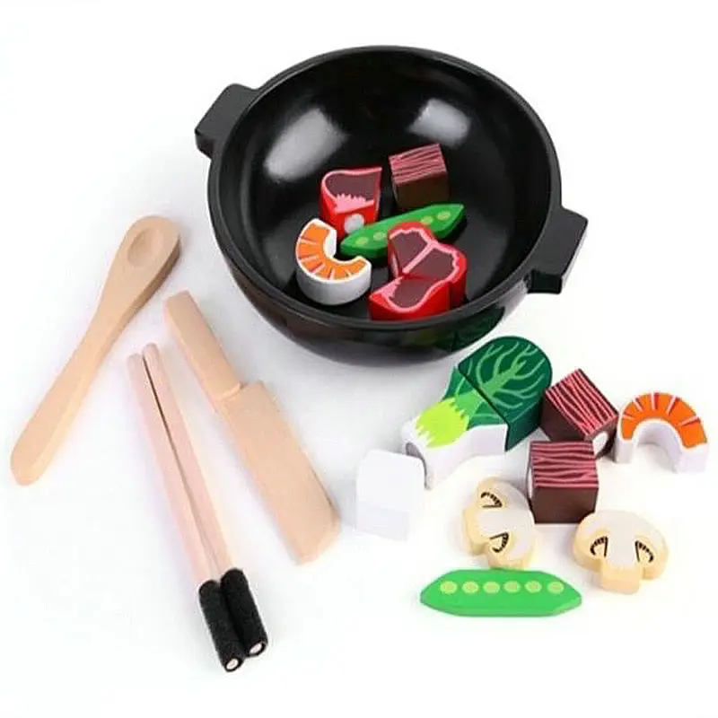 Детский деревянный игрушечный домик для моделирования, игрушки для овощей, модели для горшка, детские развивающие кухонные игрушки, подарочный набор