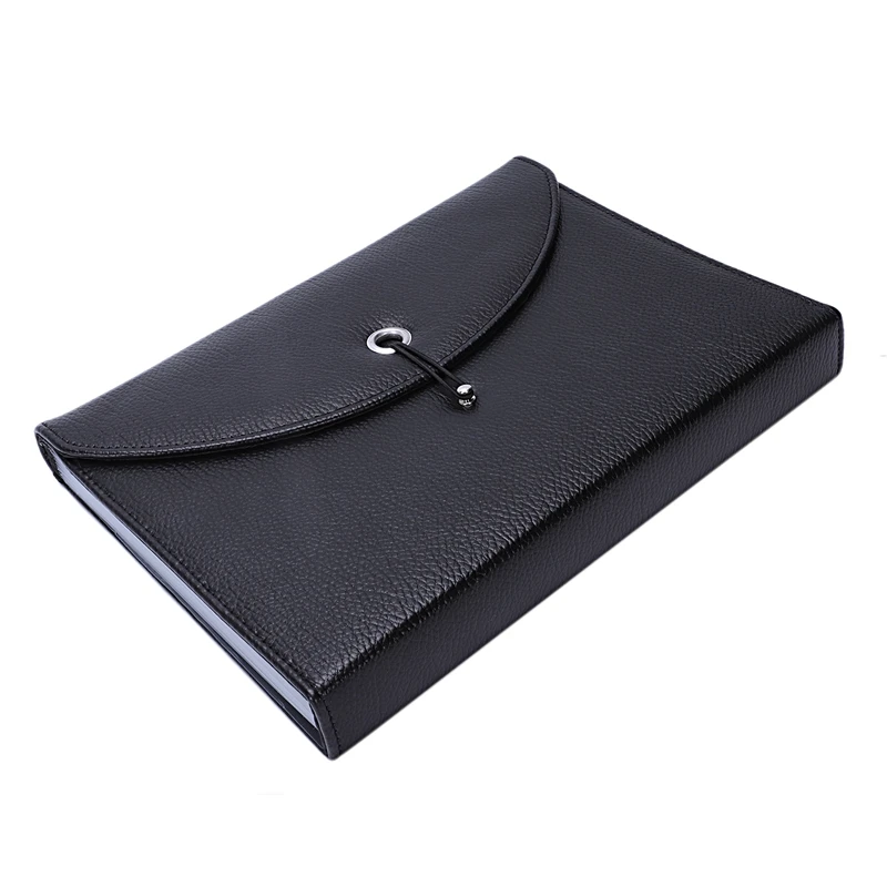 Расширяемый портативный портфель из искусственной кожи, деловая сумка-Органайзер для файлов формата А4 и букв, размер 13 карманов(черный