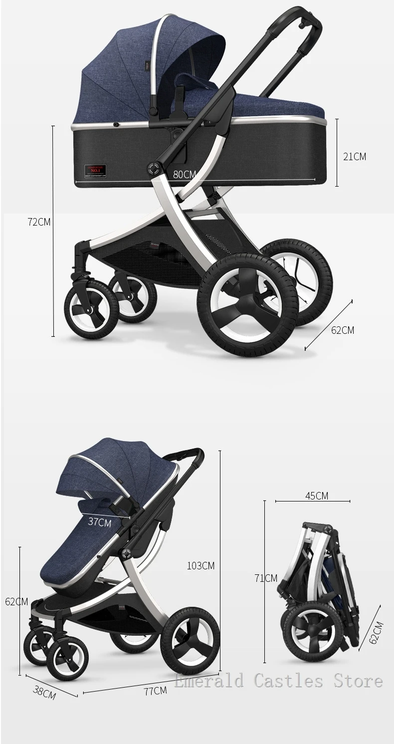 HZPXSB 3 sur 1 Poussette bébé Nouveau-né élevé Paysage de Luxe Chariots de  Luxe à Deux Voies bébé Pram léger Pliant en Cuir PU (Color : Gray 3 in 1) -  Boutique en ligne 100% fiable.