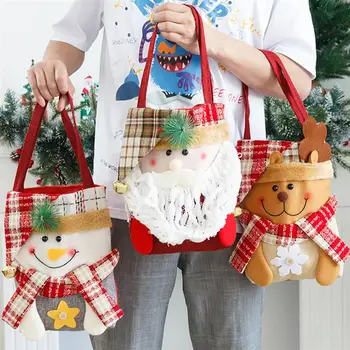 

1pc Christmas Elements Design Tote Bag Gift Bag Christmas Decorations For Home Candy Gift Bag For Kids Party Accessories