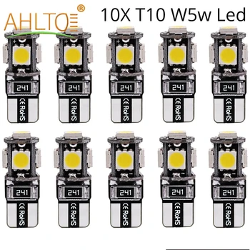 

10Pcs T10 W5W 194 Car Brake Led Canbus Interior Reading Bulb Dome Dashboard Lamp 12V 5050 5SMD Reverse Light License Plate Light