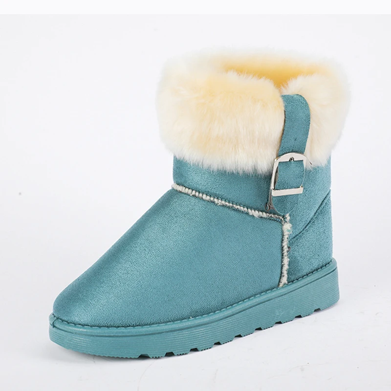 Rimocy Winter Thicken Plush Snow Boots Women Fashion Buckle Warm Fur Ankle Boots Woman Slip on High Platform Shoes Female