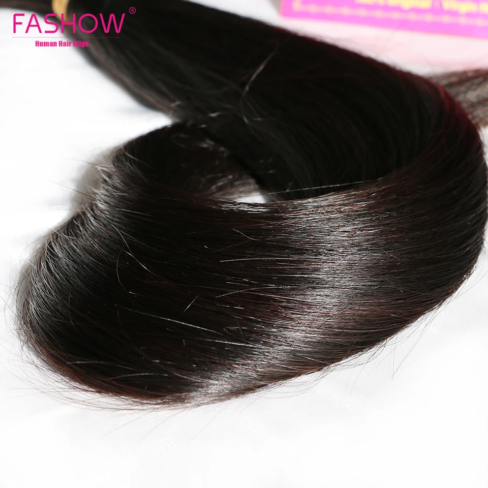 FASHOW бразильские прямые волосы пряди с закрытием густые человеческие волосы 3/4 пряди с закрытием двойные пряди Черная пятница распродажа