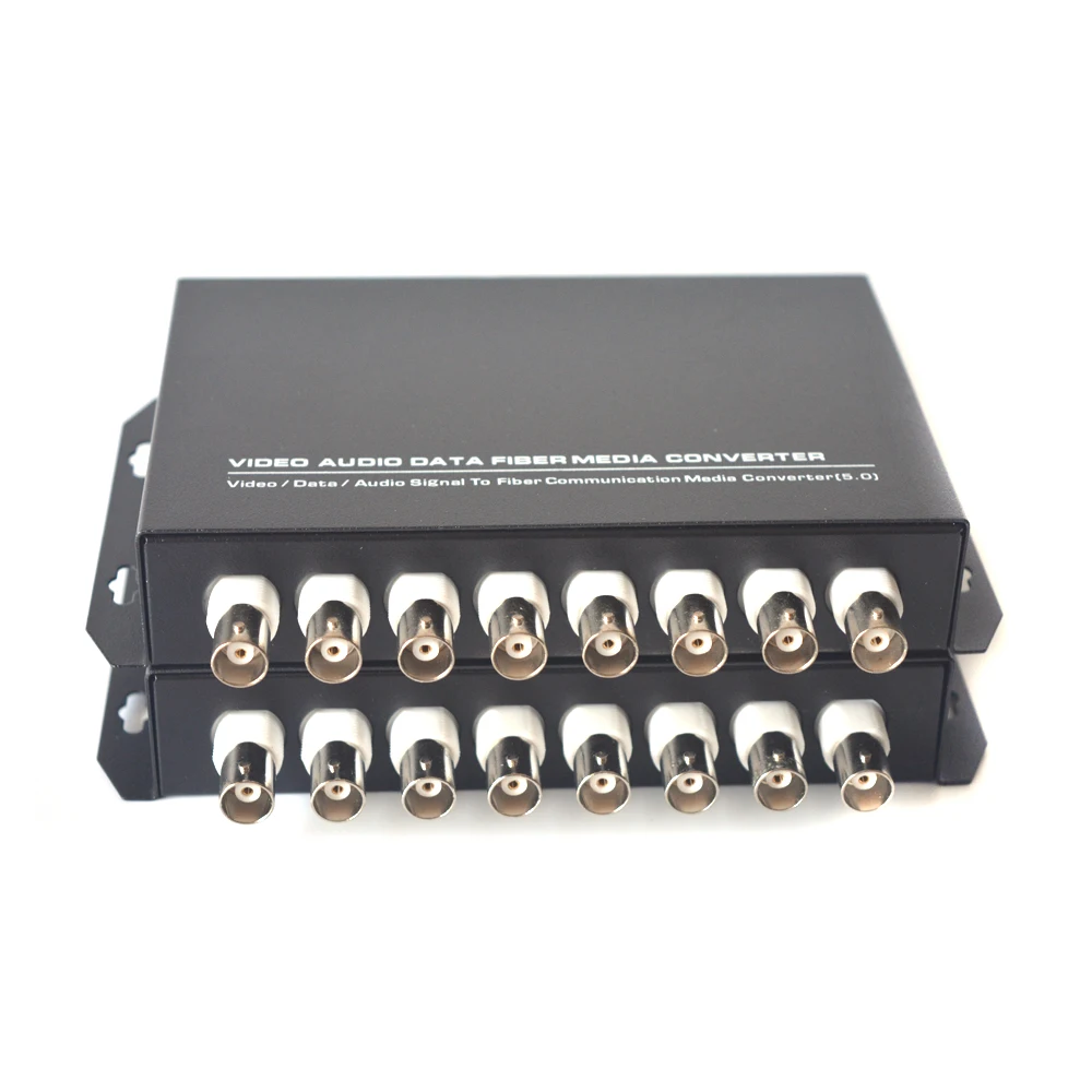 8 Video/Data Fiber Optic Converter Transmitter Receiver for CCTV Security System 