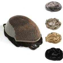 Парик из человеческих волос для Для мужчин 6X8 7X9 8x10 дюймов мягкие французское кружево Кепки с 2-дюймовым четко PU Для мужчин волосы накладки из искусственных волос