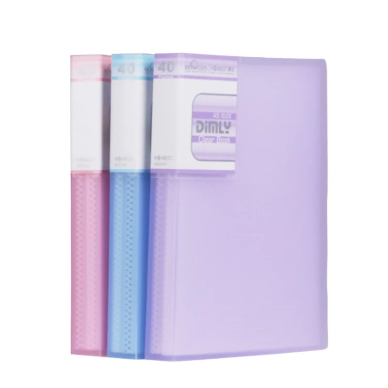 2PCS/Package Plastic File 40/60 Pages List Booklet Insert A5 Folder School Business Office Supplies Storage Documents Paper Clip