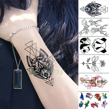 

Waterproof Temporary Tattoo Sticker wolf head panda flower key small size art tatoo fake tatto flash tattoos for girl men women