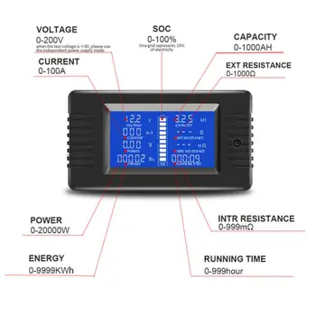 

HD LCD Display Battery Monitor 0-1000AH Monitoring Instrument For Solar System