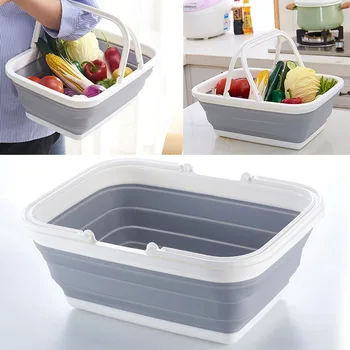 

Folding Multifunctional Foldable Outdoor Plastic New Storage Basket Vegetable Fruit Household Storage Shopping Basket Home Tools