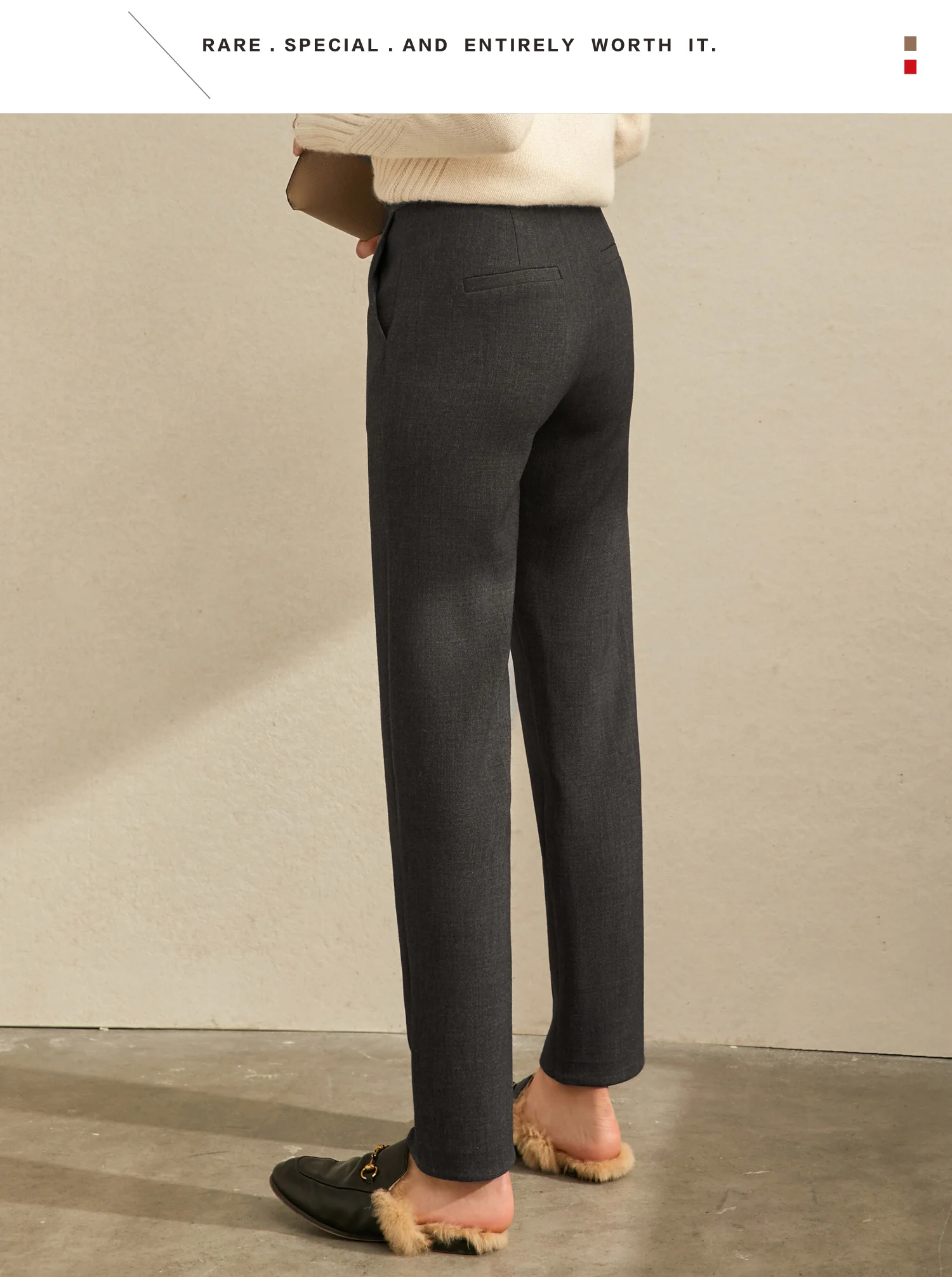 Amii minimalist net red fashion Korean casual pants women's new straight tube high thin smoke tube pants in winter