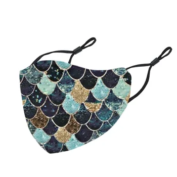 

Women Face Mask Mermaids Print Mouth Mask Christmas Washable Face Mask Design Protection Mask Mascarilla Tela Party Maske