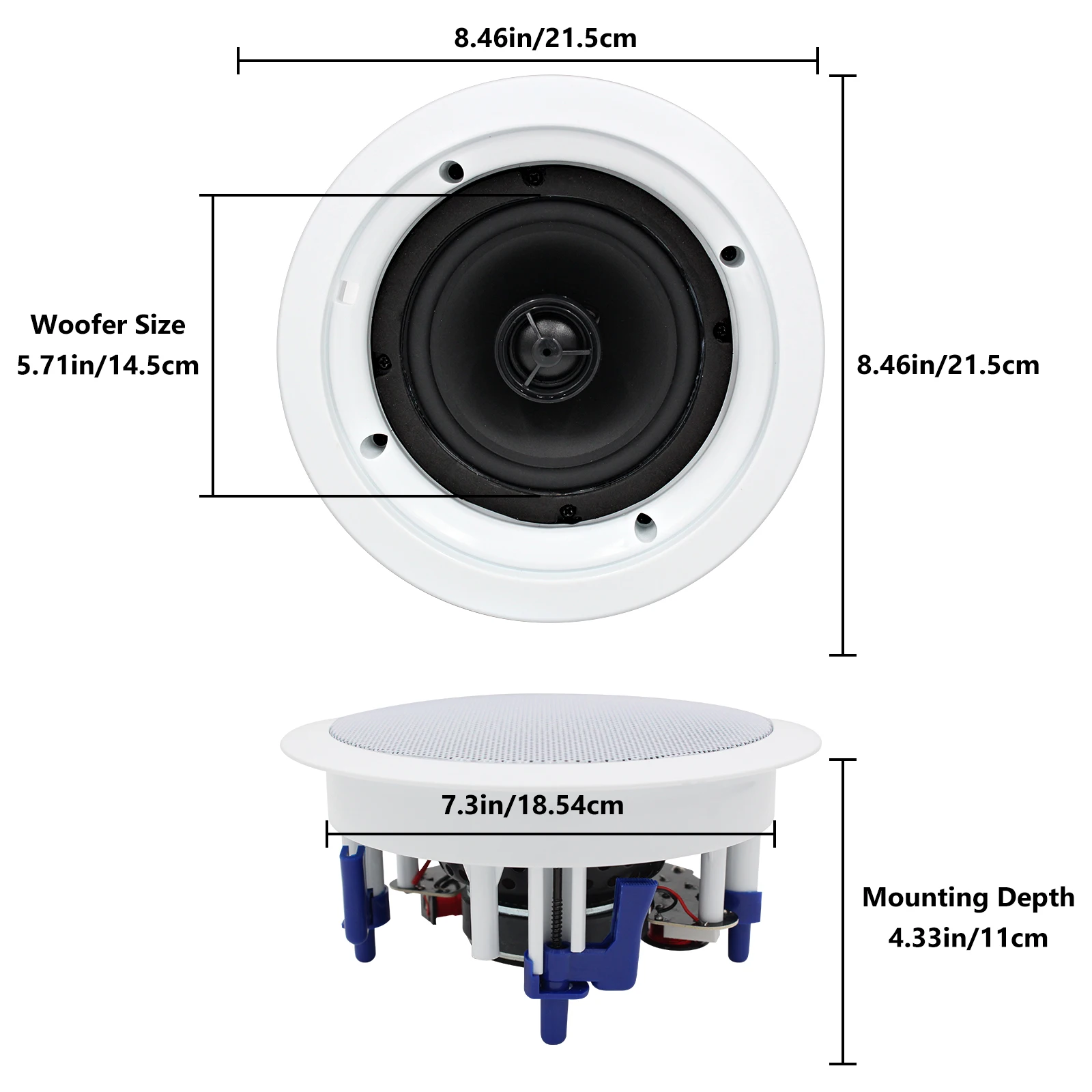 Herdio Altavoces de techo de 5.25 pulgadas y 300 vatios con cable pasivo,  altavoz de pared con resorte de alta calidad, para cine en casa, sala de