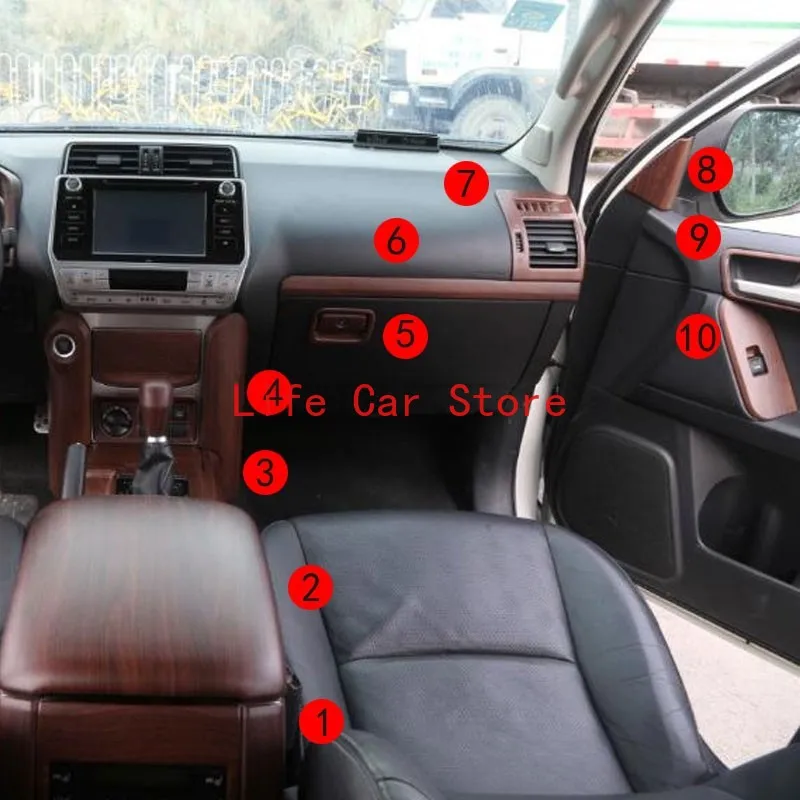 

10-21 для Toyota Prado Внутренняя крышка подлокотника центральное управление отделочная полоса декоративная рамка ручка стеклянная панель переключателя