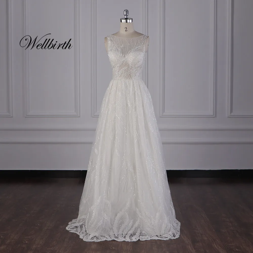 Реальное изображение Wellbirth Vestido de novia очаровательный со шнуровкой сзади ТРАПЕЦИЕВИДНОЕ свадебное платье с коротким цельнокроеным рукавом свадебное платье JC023 - Цвет: picture color