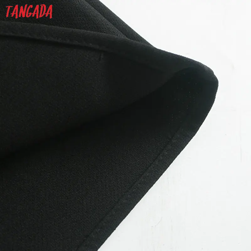 Tangada, женское сексуальное черное мини-платье с поясом, пышное, короткий рукав, стильные женские сексуальные платья с v-образным вырезом, vestidos JE97