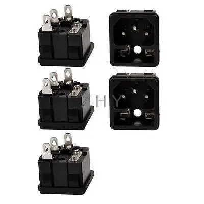 

5 Pcs Fuse Holder IEC 320 C14 Inlet AC Power Entry Socket 10A 250V
