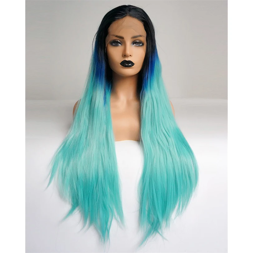 Cosplaysalon 24 дюйма длинные прямые Ombre Синий блондин зеленый розовый флуоресцентные