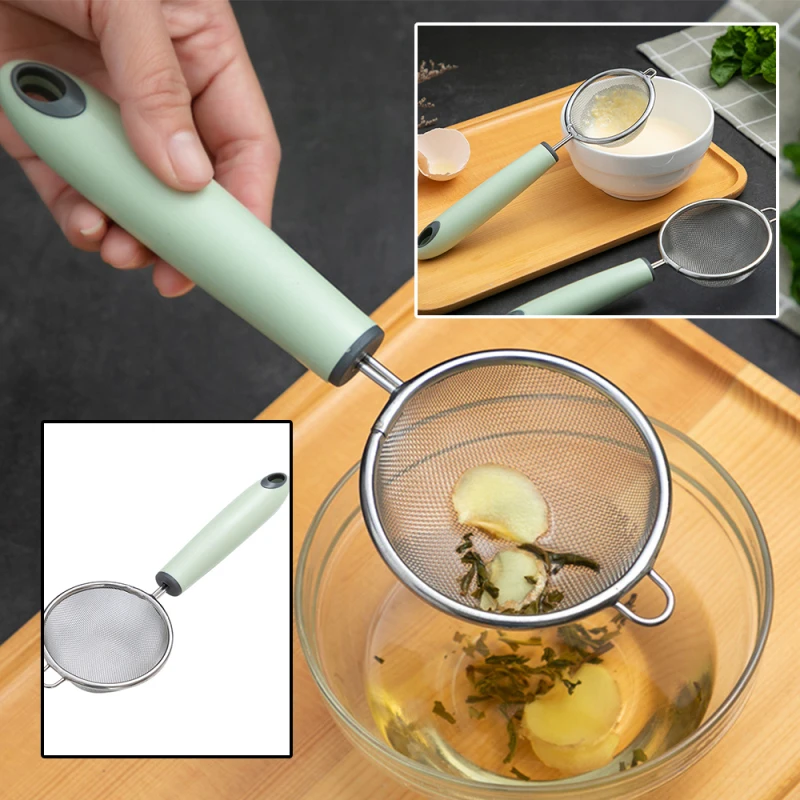 

Kitchen Stainless Steel Wire Fine Mesh Sieve Oil Strainer Flour Colander Sifter DIY Kitchen Tools for Filtering Food