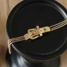 Peri'sbox Пряжка Тройная многослойная коробка цепь золотые браслеты застежка геометрические браслеты для женщин Титановый стальной браслет регулируемый