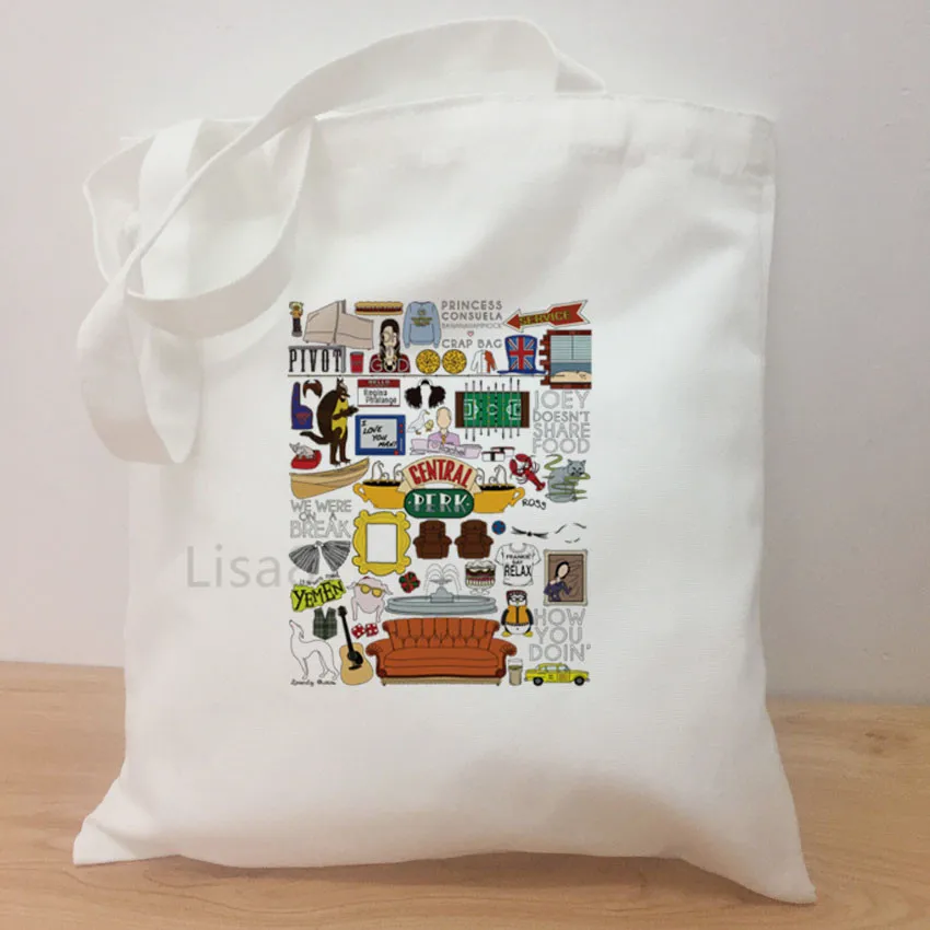 Casual shoulder large capacity simple shopping bag Friends TV Fans girls hand bag women simple package bag Tote Bag