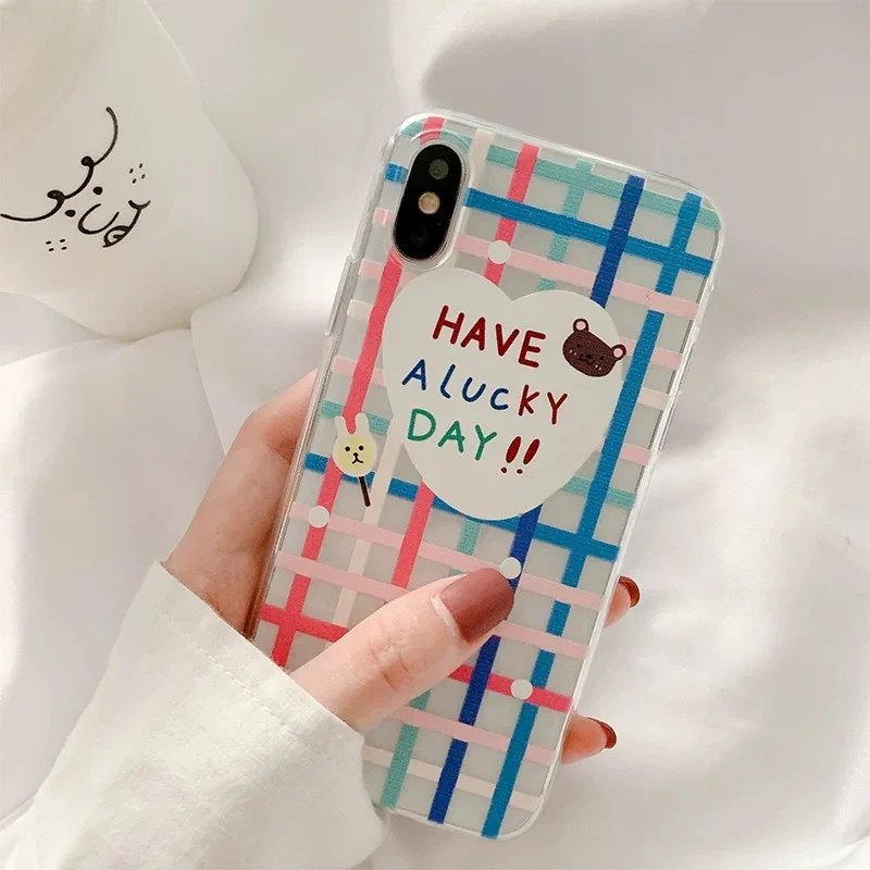 

Rainbow Color bear Cute Cartoon Phone Case For coque iphone 7 8 6 6s Plus X XS MAX XR Transparent Cases Silicone frosted cover