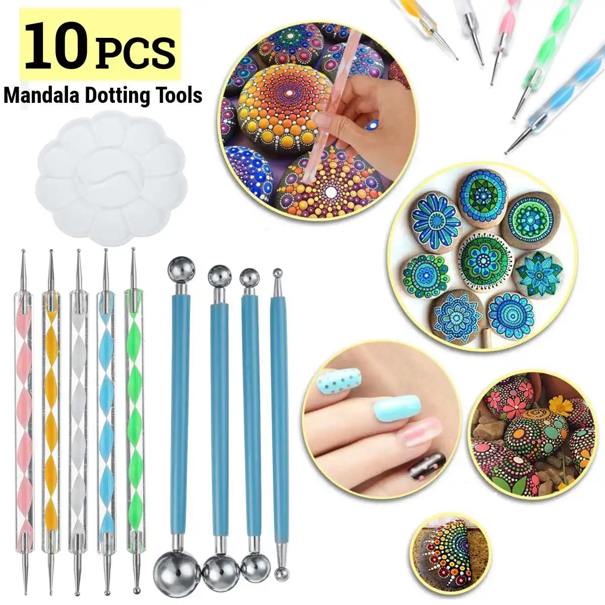 20pcs Pottery Mandala Dotting Tool Kit Rock stone dot Art Painting Paint Stencil 