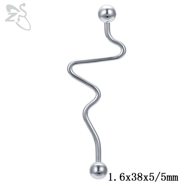 ZS 1 PC Colorful Stainless Steel Long Industrial Barbell Ring For Women Men 14g Snake Ear Tragus Helix Ear Piercing Body Jewelry Style 6