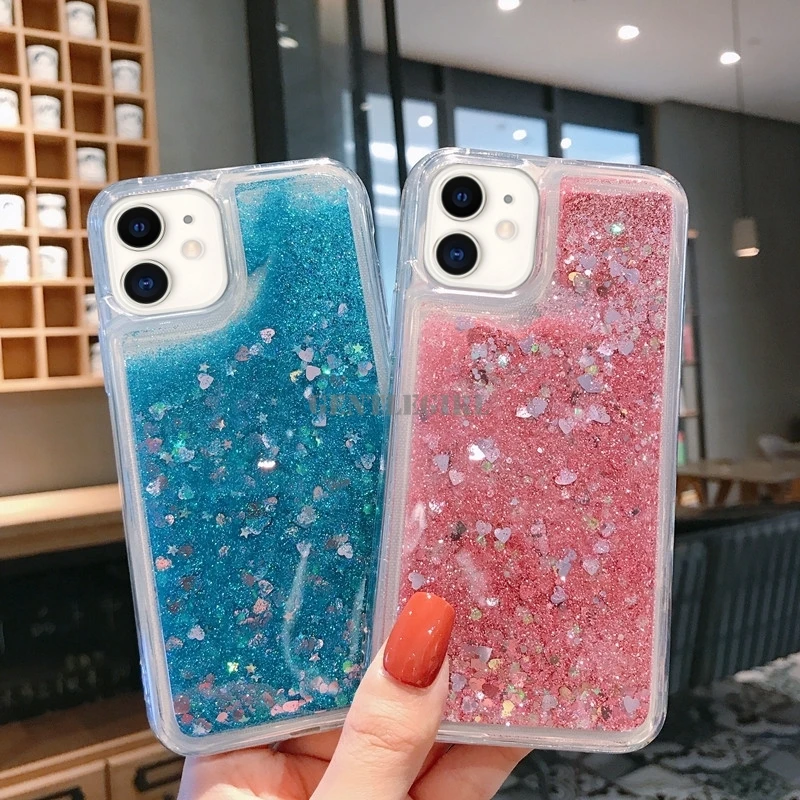 Блестящий прозрачный мягкий чехол из ТПУ с сердечками для iPhone 5 5s SE 6 6s 7 8 Plus 11 12 MiniPro