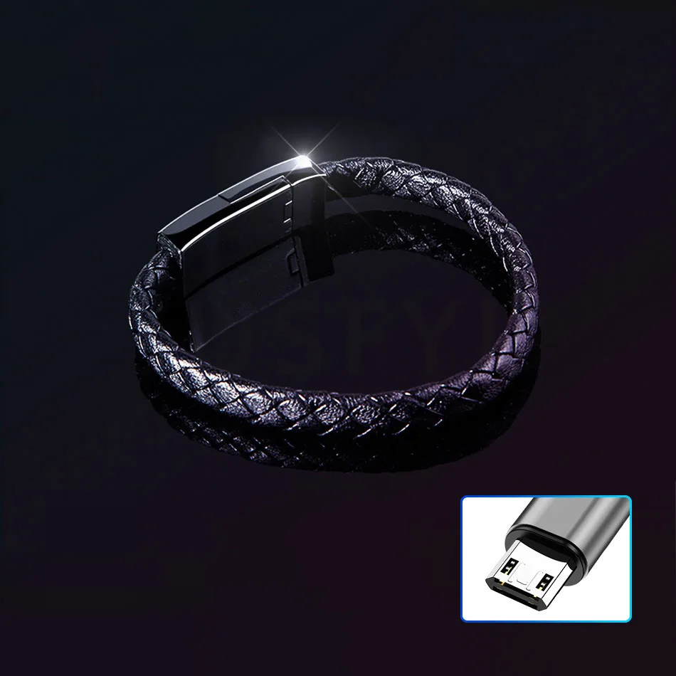 C line USB Кожаный браслет на запястье данных зарядный кабель синхронизации, подходит для iPhone Android браслет стальная магнитная пряжка - Цвет: For Micro