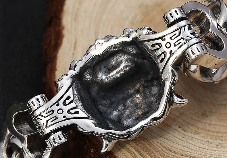 2021 New Heavyweight Real Solid Silver 925 bracelet for Man retro Rock Personality Punk Tiger Man Bracelet Fasion Jewellery