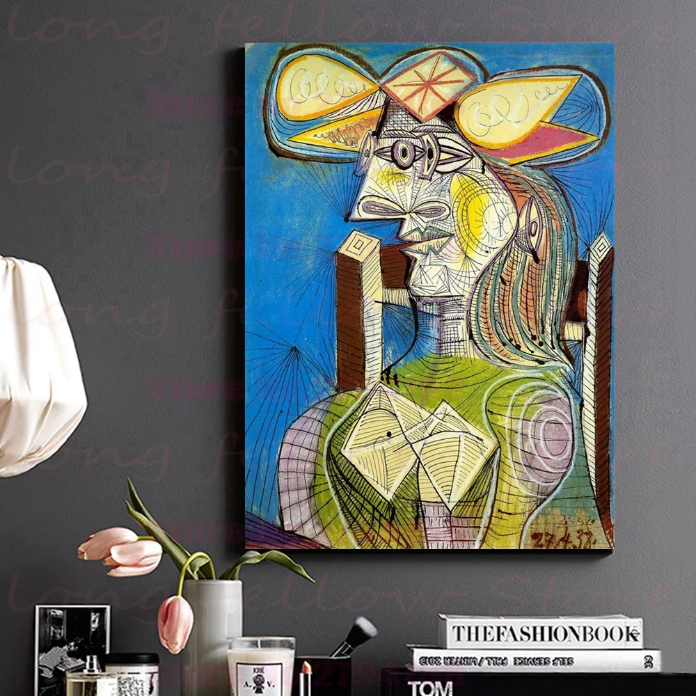 Picasso Replica Bust of Seated Woman (Dora) Handpainted Oil Canvas Painting for Dining Room Bedroom Wall Decor Handmade Artwork Picasso Replica Bust of Seated Woman (Dora) Handpainted Oil Canvas Painting for Dining Room Bedroom Wall Decor Handmade Artwork