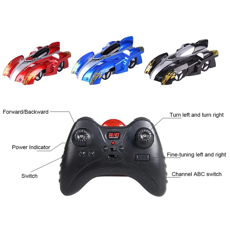  Remote Control Climbing Rc Car With Led Lights 360 Degree Rotating Stunt Toys Antigravity Machine W