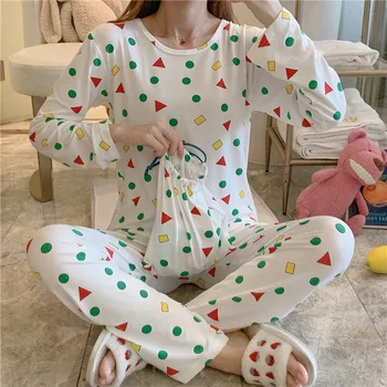 

2020 Spring New Arrival Premium Pajamas For Women 2 Pcs Long Sleeve And Trousers Casual Pajama Sets For Woman