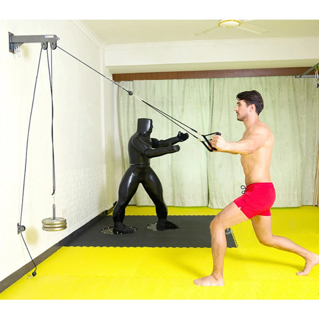 Solid Pulley Cable Machine System- Pull Handle Chest Training Strap Rope Hooks Weights Stand Holder Equipment Pulldown