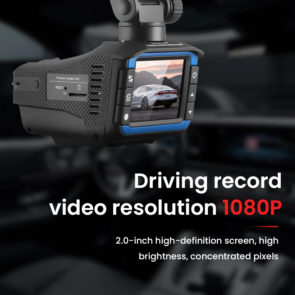 Car Dash Cam Full HD 1080P Dashboard Camera Anti Radar Detector With English Russian Voice Alerts 24-Hour Parking Auto Accessory dash cam